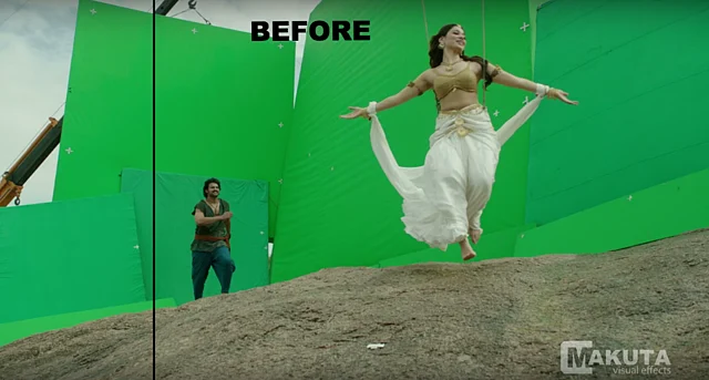 Before and after VFX shots from <i>Baahubali: The Beginning. </i>(Photo courtesy: YouTube)