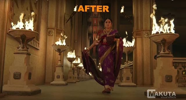 Before and after VFX shots from <i>Baahubali: The Beginning. </i>(Photo courtesy: YouTube)