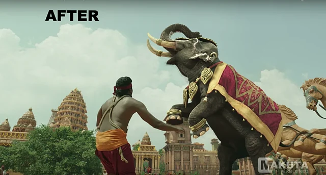 Before and after VFX shots from <i>Baahubali: The Beginning. </i>(Photo courtesy: YouTube)