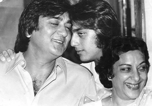 Sunil Dutt with son Sanjay and wife Nargis. 