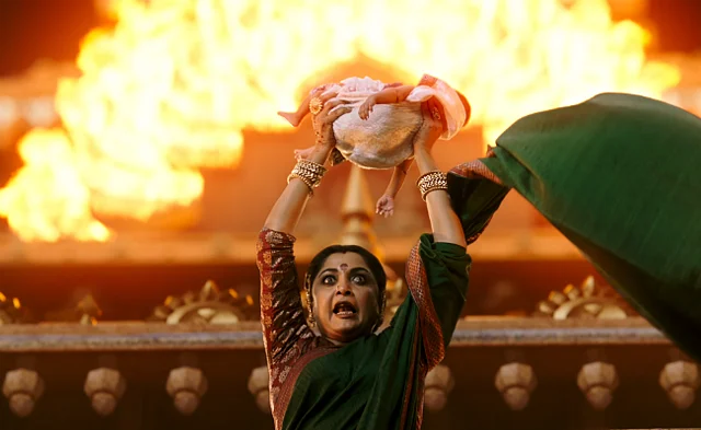 Sivagami, the queen mother, might be a strong ruler, but she is shown to have the responsibility of handling two children. (Photo courtesy: Dharma Productions)