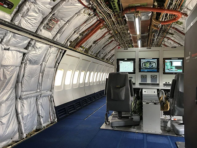Satellite monitoring system aboard the Honeywell Aerospace B757 aircraft. (Photo: <b>The Quint</b>)