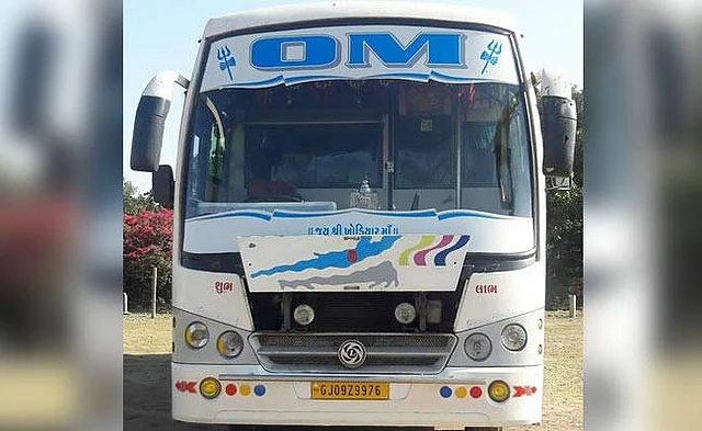 The bus that was carrying the Amarnath pilgrims when they were attacked. 