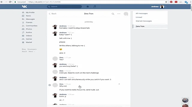 A glimpse of a conversation between a ‘curator’ and user pretending to be interested in playing the game. 