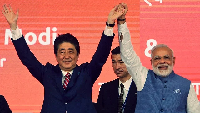 PM Narendra Modi with Japanese PM Shinzo Abe.