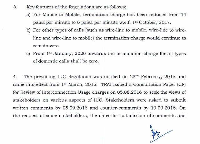 Current IUC rates as proposed by TRAI.