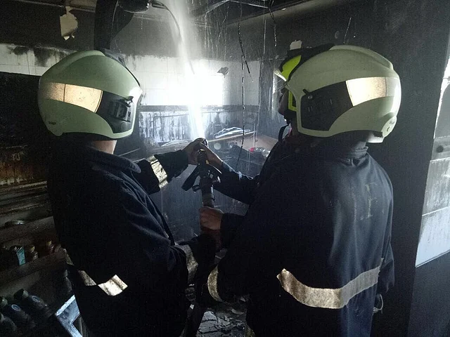 Efforts are being made to bring the situation under control after the fire. 