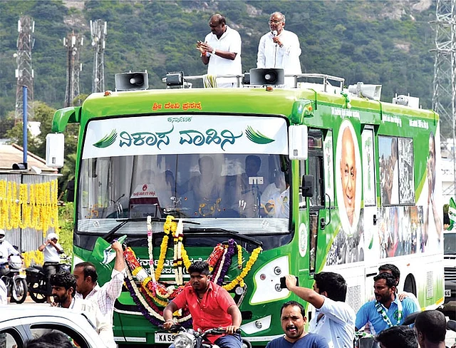 HD Kumaraswamy campaigning in Karnataka, ahead of the Assembly elections. 
