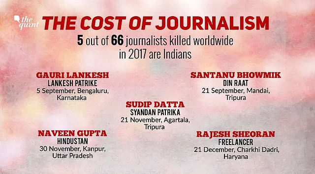 5 out of 66 journalists killed are Indian.