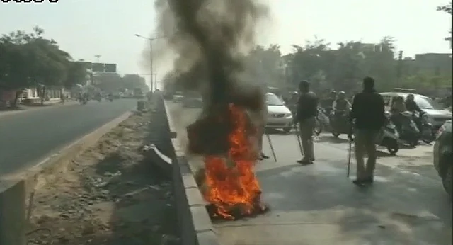 Protests in Nagpur’s Shatabdi Square.