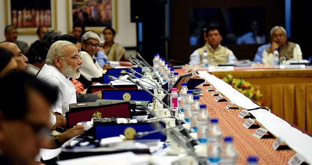 Prime Minister Narendra Modi chairs the Governing Council Meeting of the NITI Aayog, in New Delhi, on 23 April 2017.