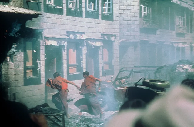 A still from the Tibetan uprising of 1987.