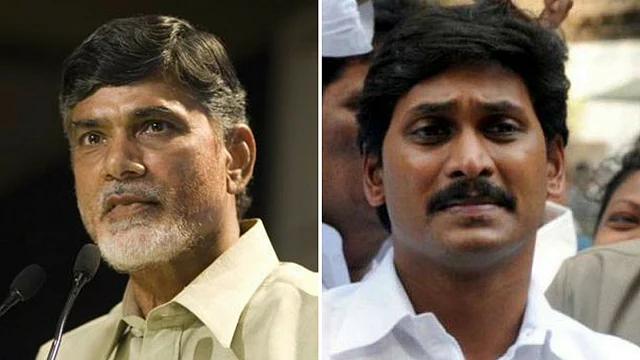 Andhra Pradesh Chief Minister Chandrababu Naidu (left) and YSRCP chief Jagan Mohan Reddy.
