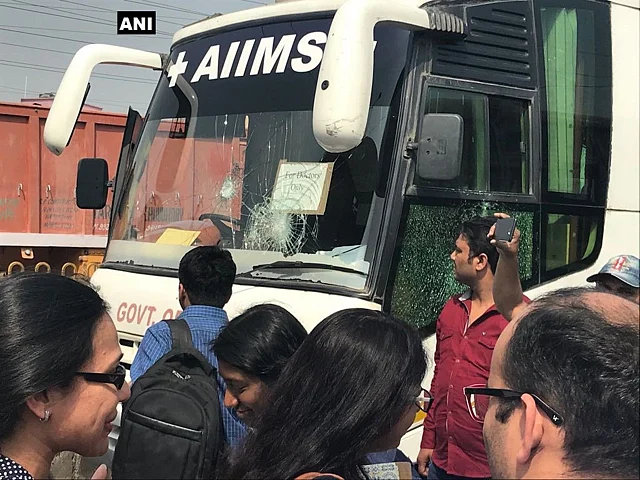 The bus that was reportedly attacked.