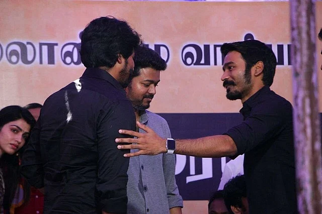 Actors Dhanush and Vijay meet up at the silent protest.