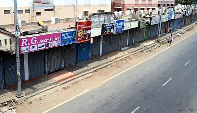 Chennai: Shops remain shut during a DMK-led shutdown strike over the Centre