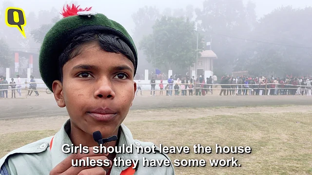 He studies in Class 8, and thinks that women are better off staying at home.