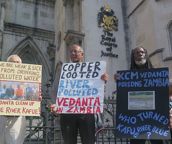 Protestors against KCM and Vedanta outside the Royal Courts of Justice, London