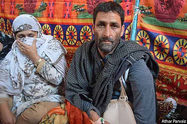 The house of Bashir Ahmad Ganie of Wagum-Pulwama was destroyed during an encounter on 13 May, 2018. He was also hit on his left arm by a bullet.