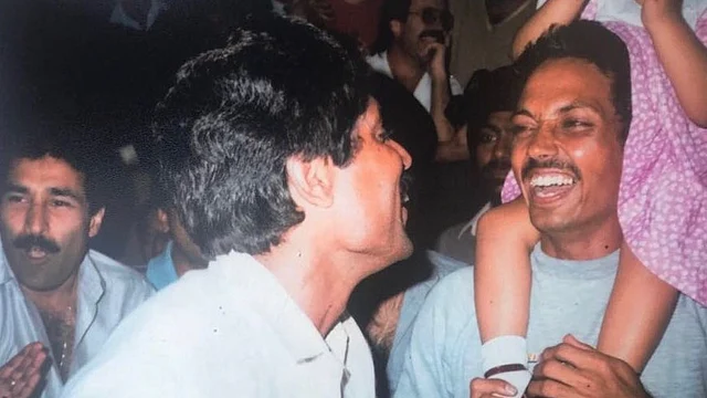 Captain Kapil Dev (left) celebrating India’s 1983 World Cup win with vice-captain Mohinder ‘Jimmy’ Amarnath.
