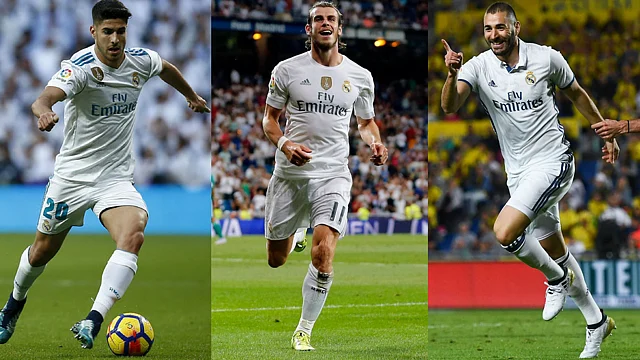 From left: Marco Asensio, Gareth Bale and Karim Benzema.