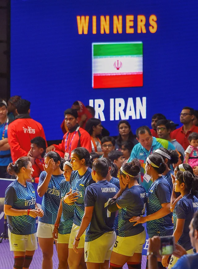 Jakarta: India’s women’s kabaddi team after losing against Iran in the finals at the Asian Games 2018, in Jakarta.