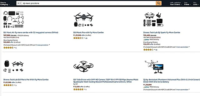 Buying drones online in India is pretty easy, but very expensive. 