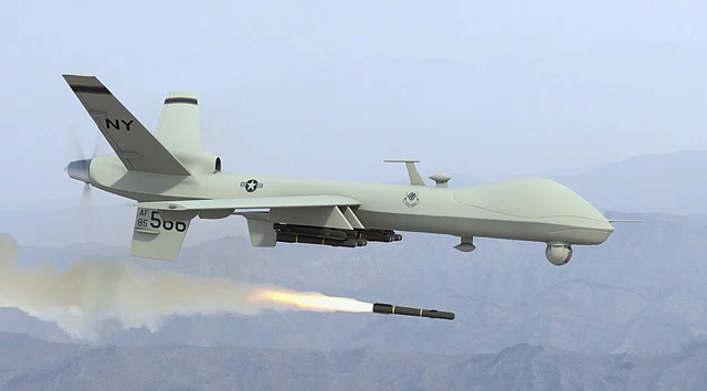 Drone firing a missile.