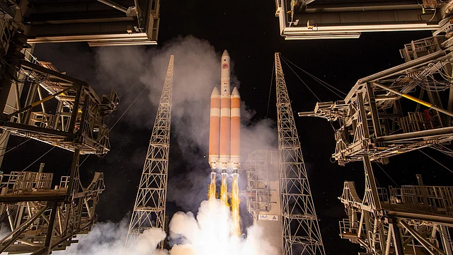 The United Launch Alliance Delta IV Heavy rocket launches NASA’s Parker solar probe.