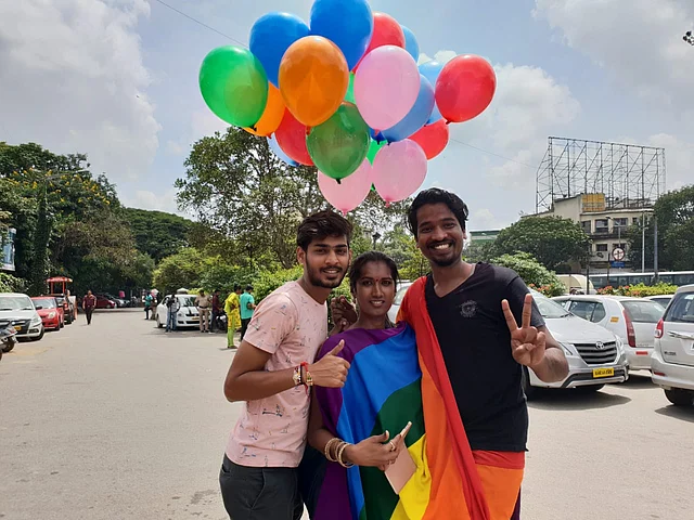 People from LGBTQ community in Bengaluru posing post verdict.