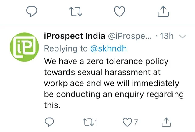 iProspect India responded to the charges on Twitter against their employee.