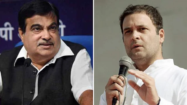 Combination image of Nitin Gadkari and Rahul Gandhi. 