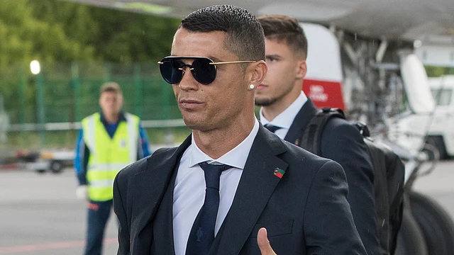 File picture of Cristiano Ronaldo arriving for court proceedings.