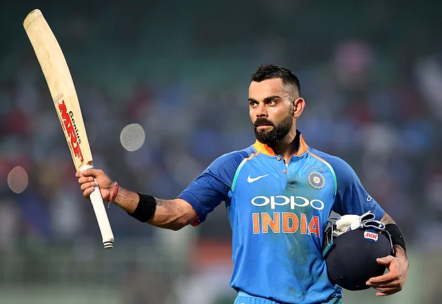 Virat Kohli acknowledges the crowd after his 157* in India’s 2nd ODI vs West Indies at Vizag.