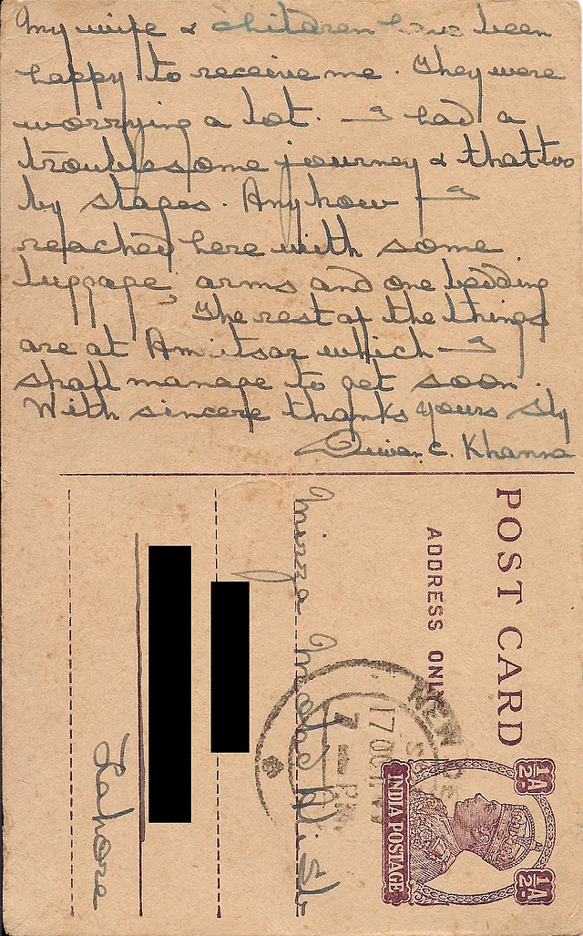 His letter to my great-grandfather expresses gratitude for the latter’s help in arranging for his safe travel to Delhi and deep anguish for having to leave his motherland.