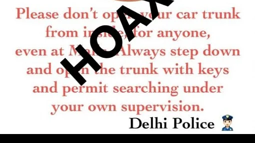 Some images claim that the message is issued by the Delhi Police.