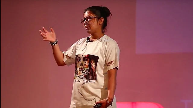 File image of Anshu Rajput at the TEDx event at IIM Lucknow.