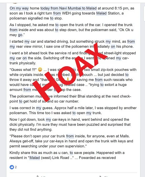 Several Facebook users have shared the message to warn people.
