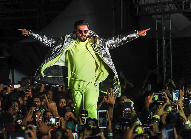 Bollywood actor Ranveer Singh during the music launch of the upcoming Hindi film <i>Gully Boy</i> in Mumbai on 24 January 2019.