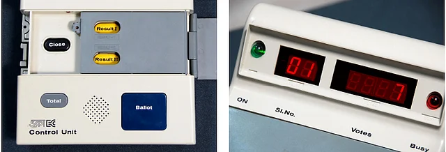 The display baord of an EVM that was replaced with a dishonest display board.