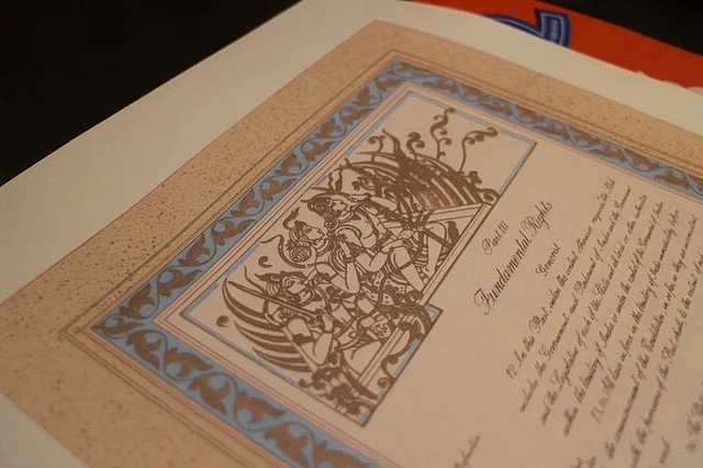 The Indian Constitution is handwritten