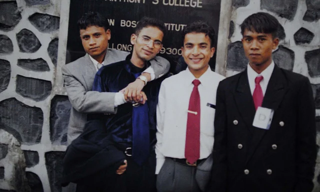 The author (second from left) with his friends in Shillong. 