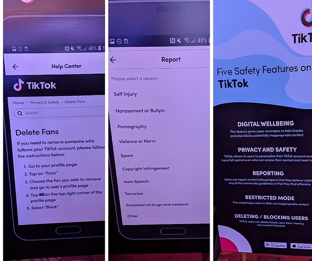 Tik Tok lets you delete users and report them also. 