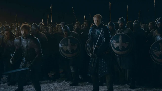 Jaime and Brienne prepare to fight in the Battle of Winterfell.