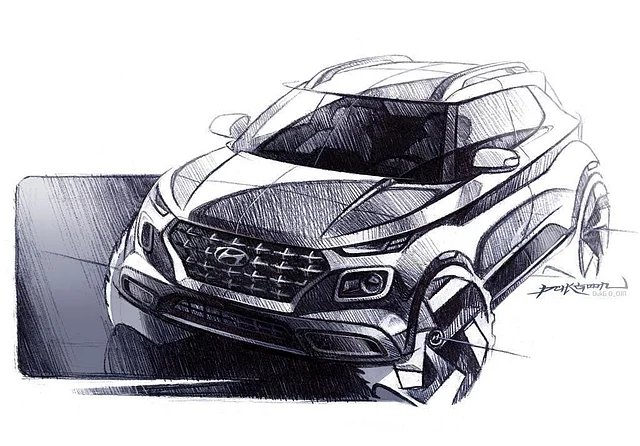 The latest sketch of the upcoming Hyundai Venue compact SUV.