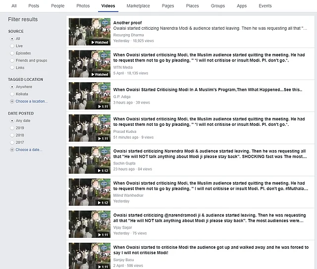 The viral clip was shared by several individual Facebook users and pages.