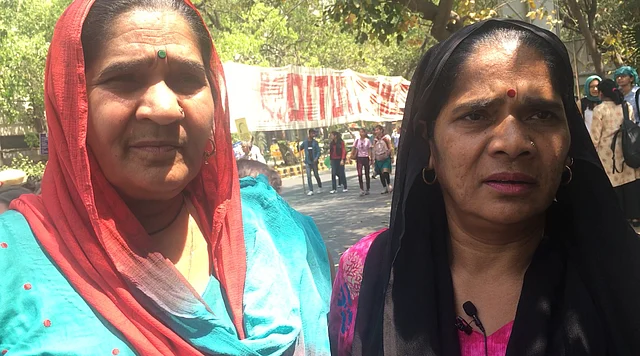 Widows and sisters from Badarpur, Susheel (left) and Sumitra.