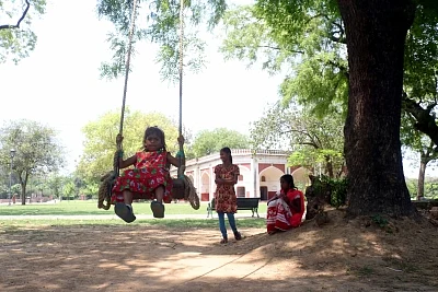 Children enjoying in the Sundar Nursery park. (Photo: Bidesh Manna/IANS)