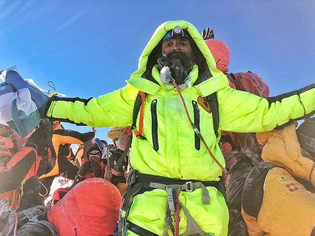 Kuntal Joisher during the climb to Everest.