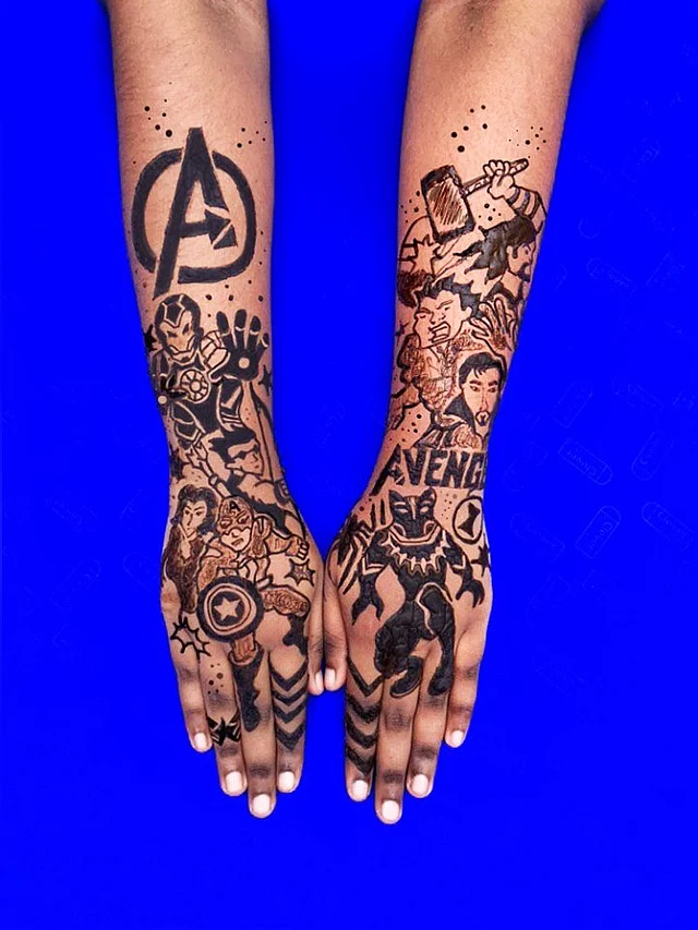 Avengers inspired body-art.